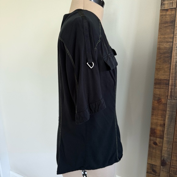 Harley-Davidson MC Black Short Sleeve Full Zip-Up‎ Shirt Women's Size Medium - Picture 2 of 12